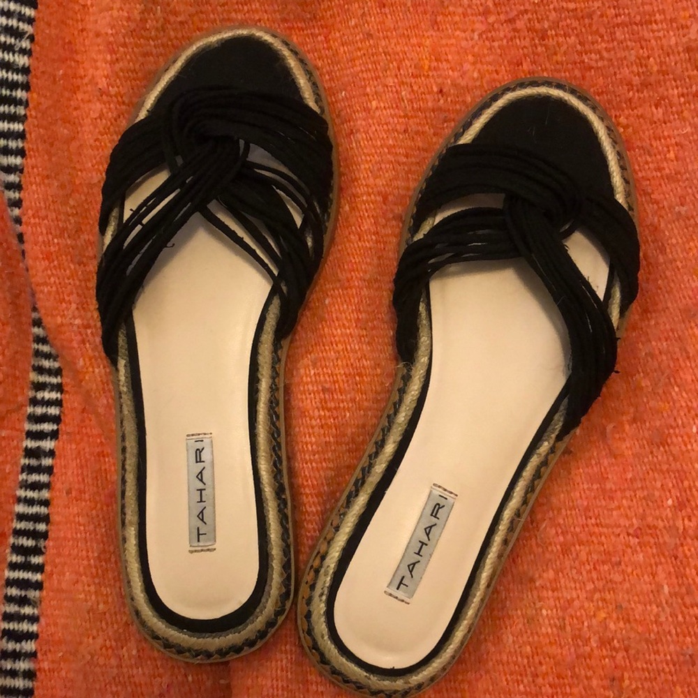 Size 8 Tahari Black Suede Sandals